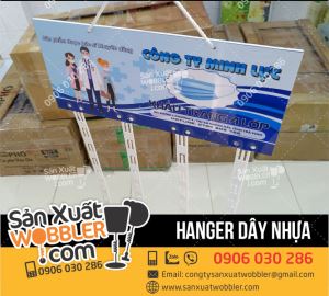 Hanger quảng cáo khẩu trang Công ty Minh Lực loại 4 dây nhựa