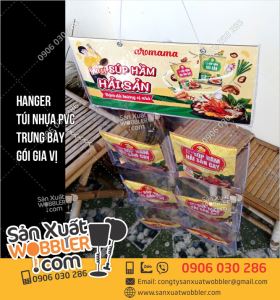 Ưu điểm của mẫu hanger trưng bày gói gia vị hải sản bằng nhựa PVC