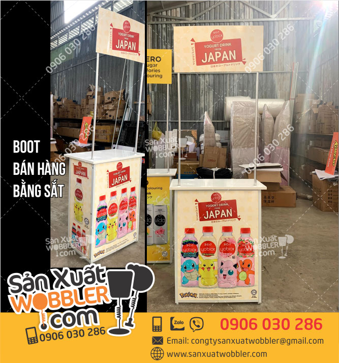 Sản-xuất-Booth-sampling-Yogurt-Drink-Japan-chất-liệu-sắt