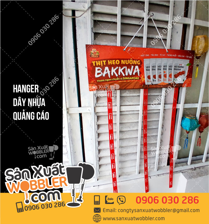 Sản-xuất-Hanger-dây-nhựa-quảng-cáo-thị-heo-nướng-Bakkwa-tại-TP