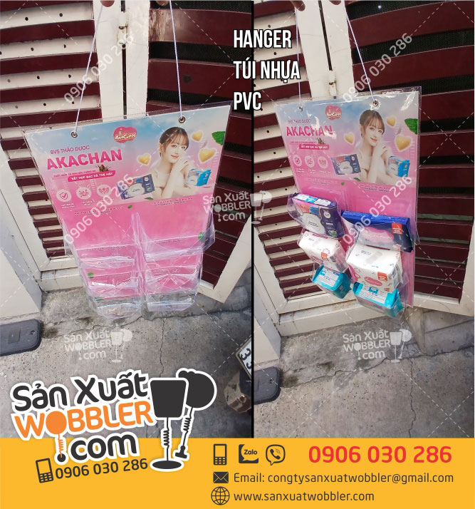 Sản-xuất-Hanger-túi-nhựa-PVC-quảng-cáo-Băng-vệ-sinh-Akahan