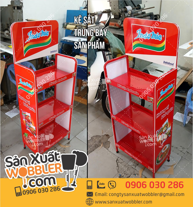 Sản-xuất-Kệ-sắt-trưng-bày-sản-phẩm-Mì-Indo-Mie