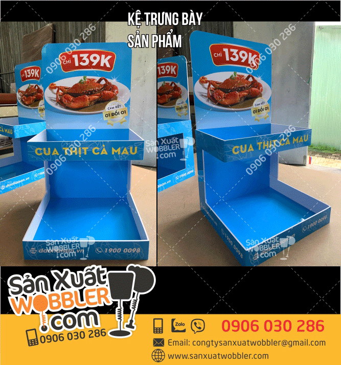 Sản-xuất-Kệ-trưng-bày-sản-phẩm-Cua-cà-mau-Đảo-Hải-Sản