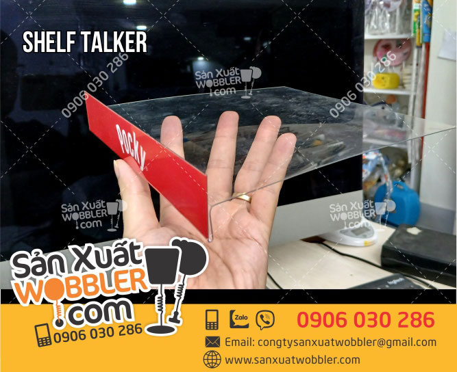 Sản-xuất-Shelf-talker-chất-liệu-nhựa-PET