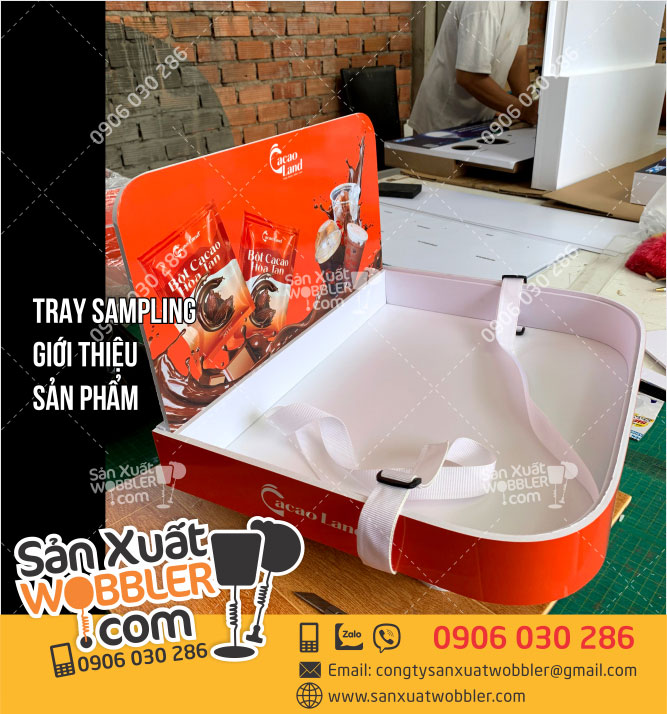 Sản-xuất-Tray-sampling-giới-thiệu-sản-phẩm-Ca-Cao-Land