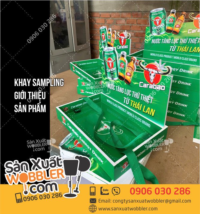 Sản-xuất-Tray-sampling-nước-tăng-lực-Carabao-mới