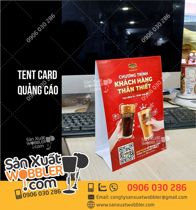Sản-xuất-tent-card-chất-liệu-giấy-King-Coffee