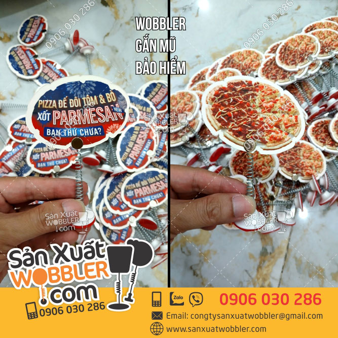 sản-xuất-wobbler-quảng-cáo-găn-mũ-bảo-hiểm-sản-phẩm-pizza